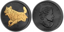 Канада 5 долларов 2018 год - Волк. Золотая энигма