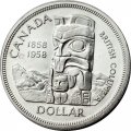 Канада 1 доллар 1958 год - 100 лет со дня основания Британской Колумбии