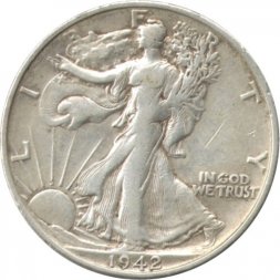 США 1/2 доллара 1942 год -  "S" (Сан-Франциско)
