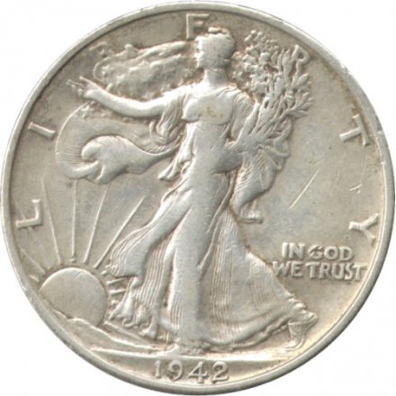США 1/2 доллара 1942 год -  &quot;S&quot; (Сан-Франциско)