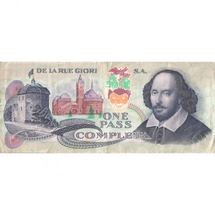 Тестовая банкнота Великобритания De La Rue giori S.A. One pass completa- F-VF