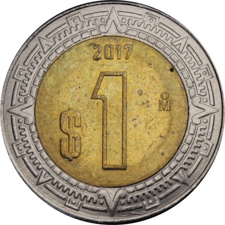 Мексика 1 песо 2017 год - Хохлатый сокол