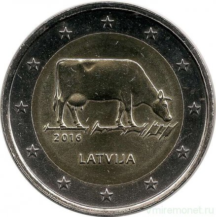 Латвия 2 евро 2016 год - Сельское хозяйство Латвии (в коинкарте)