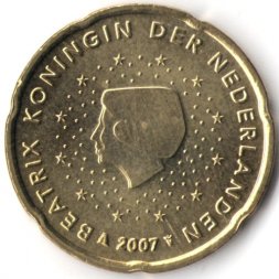 Нидерланды 20 евроцентов 2007 год