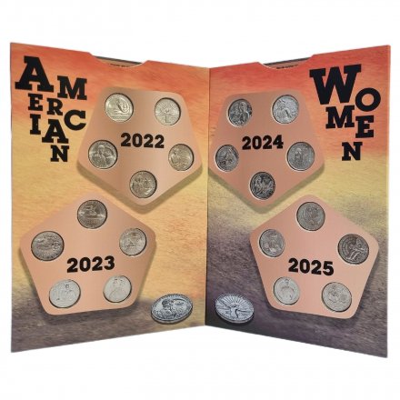 Набор из 20 монет 25 центов США 2022-2025 года серии &quot;Американские женщины&quot;, в альбоме