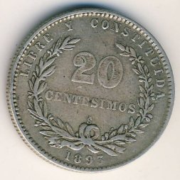 Уругвай 20 сентесимо 1893 год