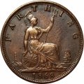 Великобритания 1 фартинг 1868 год