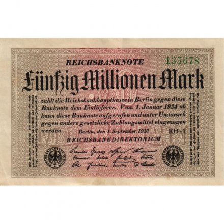 Германия (Веймарская Республика) 50000000 (50 миллионов) марок 1923 год - VF+