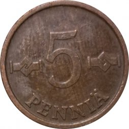 Финляндия 5 пенни 1976 год
