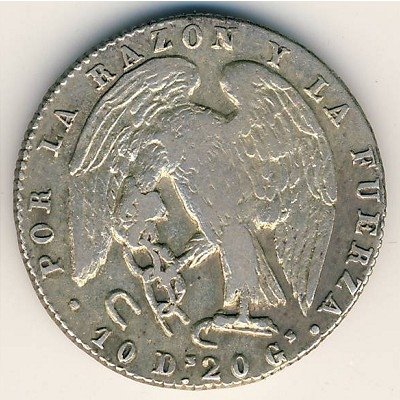 Чили 2 реала 1844 год