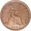 Великобритания 1 пенни 1873 год - Бронза (коричневый цвет)