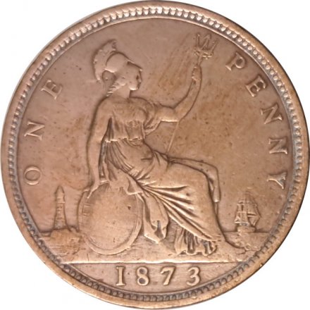 Великобритания 1 пенни 1873 год - Бронза (коричневый цвет)