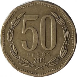 Чили 50 песо 2001 год