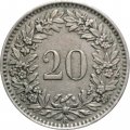 Швейцария 20 раппенов 1953 год