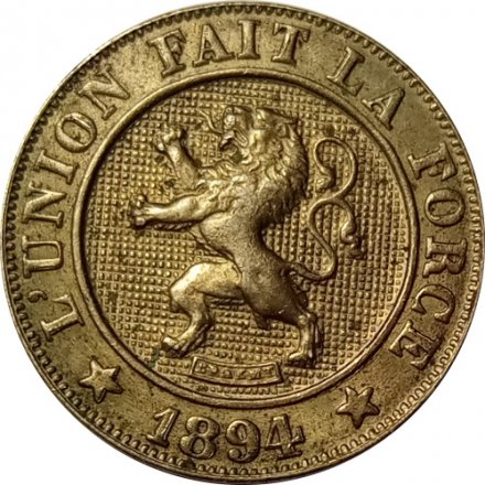 Бельгия 10 сантимов 1894 год (DES BELGES)