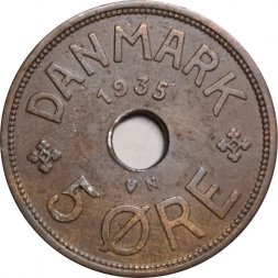 Дания 5 эре 1935 год