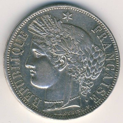 Франция 5 франков 1850 год