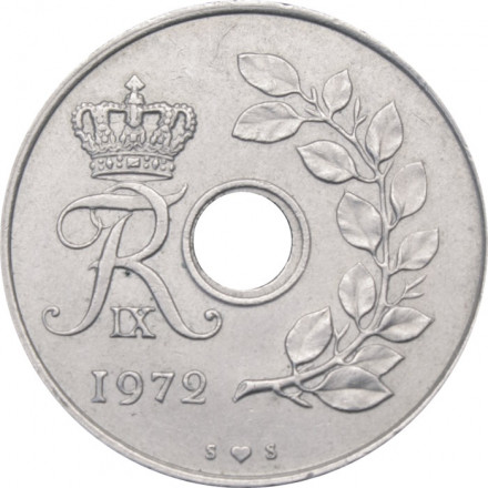Дания 25 эре 1972 год - Король Фредерик IX