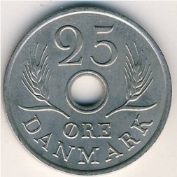 Монета Дания 25 эре 1972 год - Король Фредерик IX