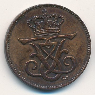 Дания 2 эре 1909 год - Король Фредерик VIII