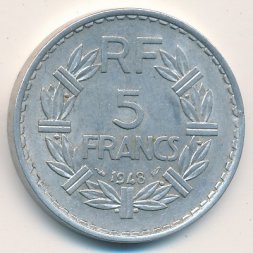 Франция 5 франков 1948 год (без отметки МД)
