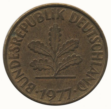 ФРГ 10 пфеннигов 1977 год (F)