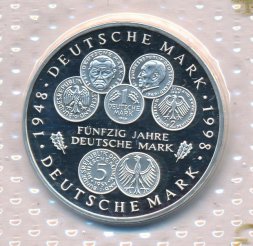 ФРГ 10 марок 1998 год - 50 лет Немецкой марке