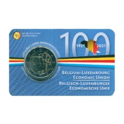 Бельгия 2 евро 2021 год - 100 лет Бельгийско-Люксембургскому экономическому союзу