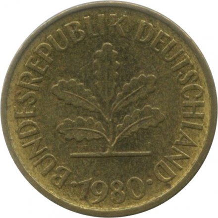 ФРГ 5 пфеннигов 1980 год - F