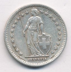 Швейцария 2 франка 1947 год