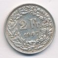 Швейцария 2 франка 1947 год
