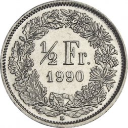 Швейцария 1/2 франка 1990 год