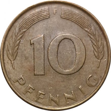 ФРГ 10 пфеннигов 1980 год (F)