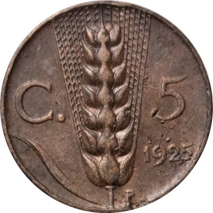 Италия 5 чентезимо 1925 год - Король Виктор Эммануил III