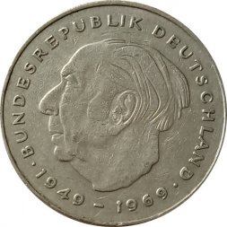 ФРГ 2 марки 1977 год - Теодор Хойс, 20 лет Федеративной Республике (1949-1969) (G)