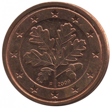 Германия 2 евроцента 2009 год (F)