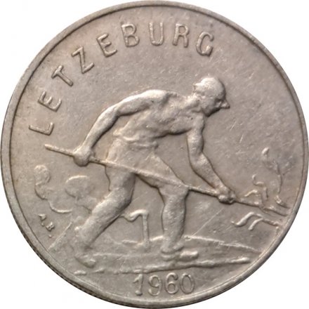 Люксембург 1 франк 1960 год - Рабочий-пудлинговщик