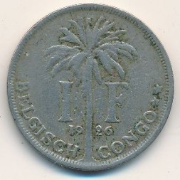 Бельгийское Конго 1 франк 1926 год