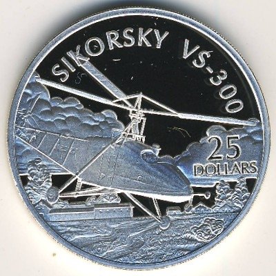 Соломоновы острова 25 долларов 2003 год - Самолёты. Sikorsky VS-300