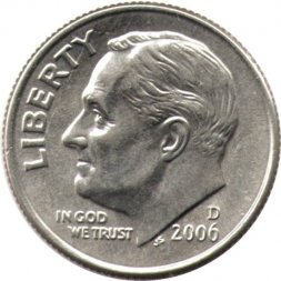 США 1 дайм (10 центов) 2006 год - Франклин Рузвельт (D)