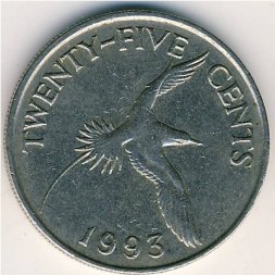 Бермудские острова 25 центов 1993 год