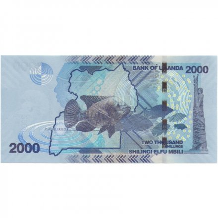 Уганда 2000 шиллингов 2015 год - Памятник Джону Спику. Рыбы UNC