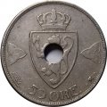 Норвегия 50 эре 1922 год (круг c отверстием)