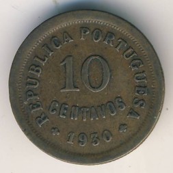 Монета Кабо-Верде 10 сентаво 1930 год