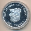 Конго 1000 франков 2003 год - Джеймс Кук и «Индевор»