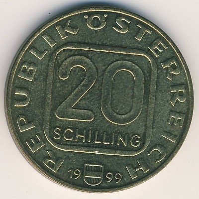 Австрия 20 шиллингов 1999 год