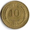 Чили 10 сентесимо 1963 год