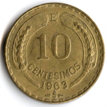 Чили 10 сентесимо 1963 год