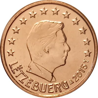 Люксембург 1 евроцент 2015 год - Великий герцог Люксембурга Анри UNC