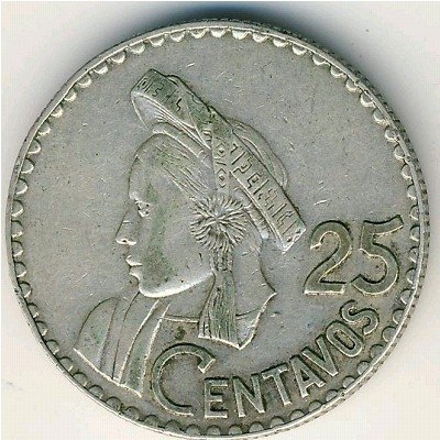Гватемала 25 сентаво 1963 год